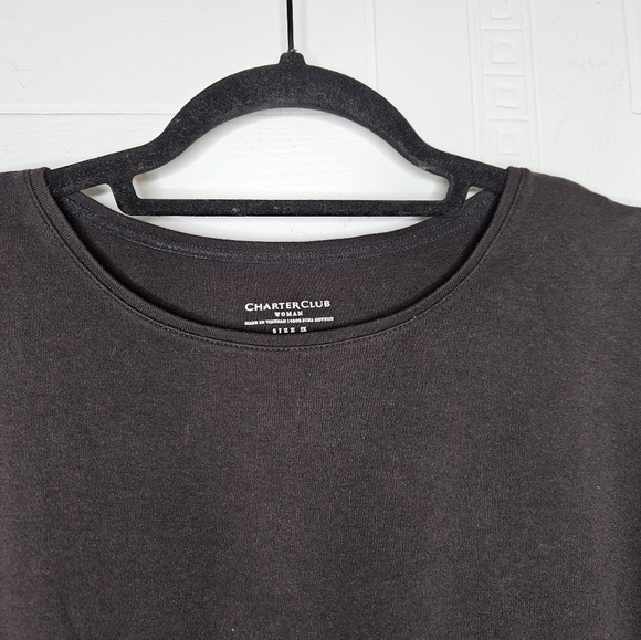 Charter Club Woman Pima Cottin Luxury Crewneck Pullover Long Sleeve T 1X Plus - Picture 3 of 10